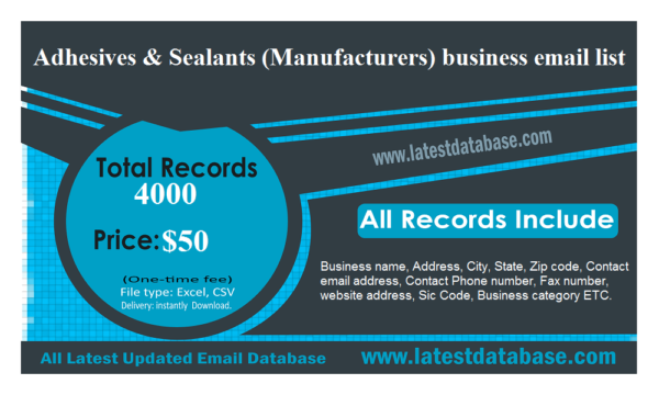 Adhesives & Sealants (Manufacturers) business Business Email Database