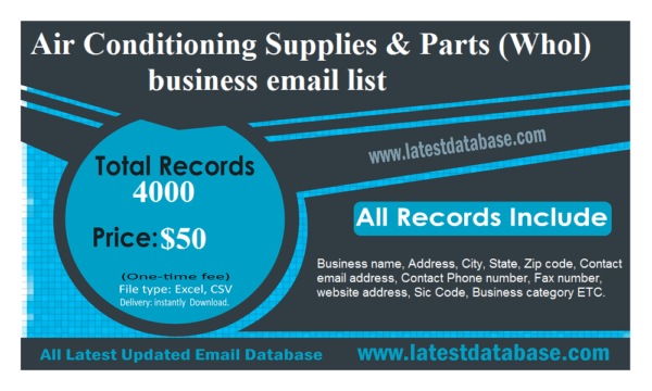 Air Conditioning Supplies & Parts (Whol) business Business Email Database