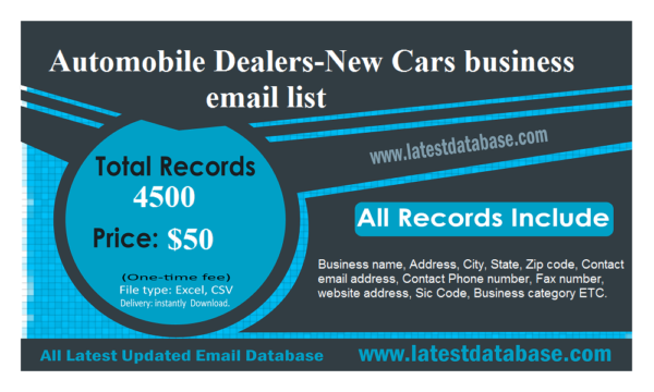 Automobile Dealers-New Cars business Business Email Database