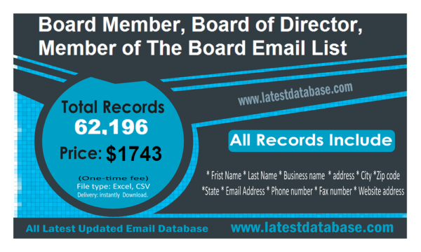 Board Member, Board of Director, Member of The Board Business Email Database