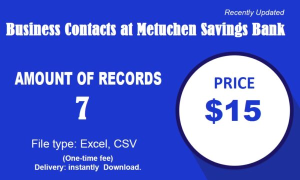 Business Contacts at Metuchen Savings Bank