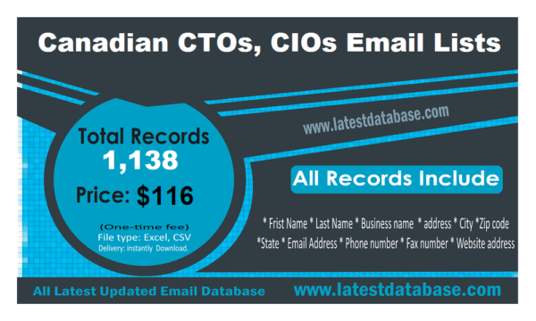 Canadian CTOs, CIOs Business Email Databases