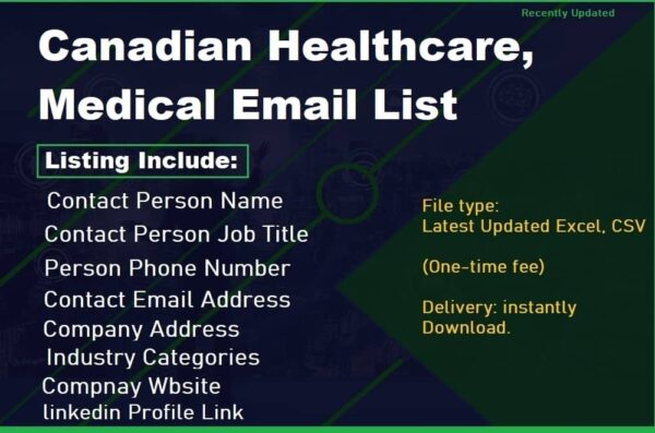 Canadian Healthcare, Medical Business Email Database