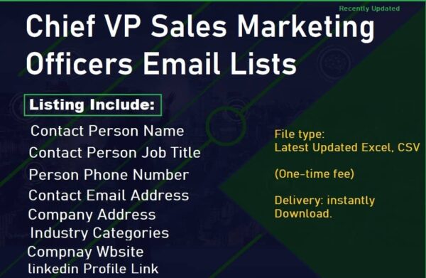 Chief VP Sales Marketing Officers Business Email Databases Trial