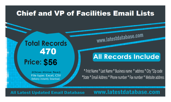 Chief and VP of Facilities Business Email Databases