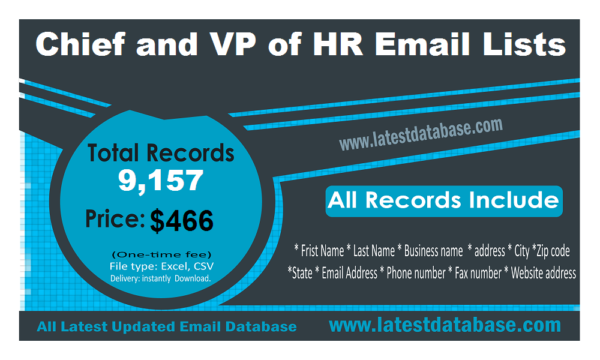 Chief and VP of HR Business Email Databases