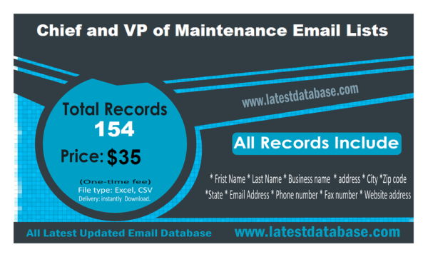 Chief and VP of Maintenance Business Email Databases