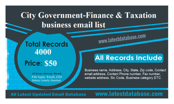 City Government-Finance & Taxation Business Business Email Database