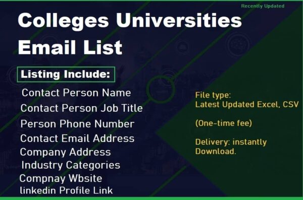 Colleges Universities Business Email Database