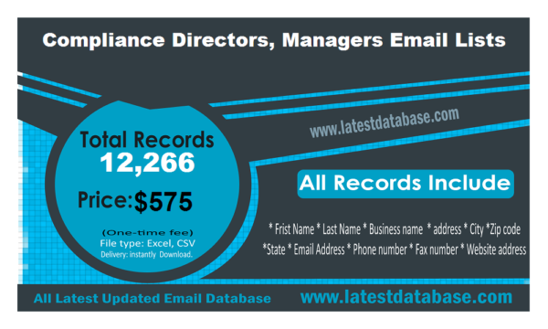 Compliance Directors, Managers Business Email Databases