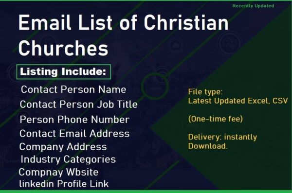 Business Email Database of Christian Churches