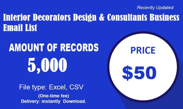 Interior Decorators Design & Consultants Business Business Email Database