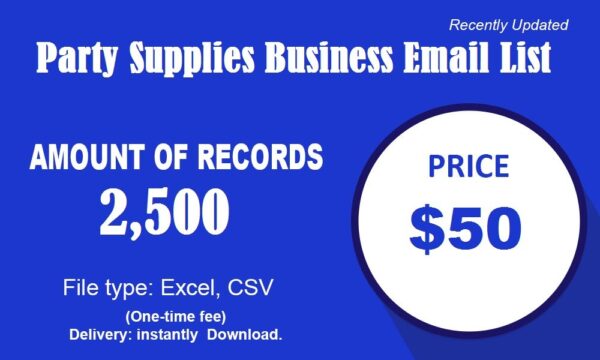 Party Supplies business Business Email Database