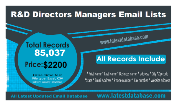 R&D Directors Managers Business Email Databases