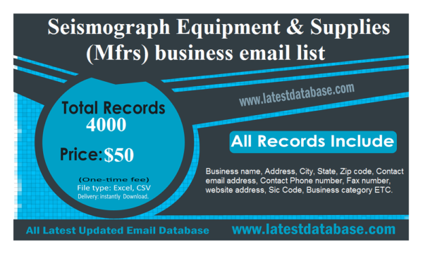 Seismograph Equipment & Supplies (Mfrs) business Business Email Database