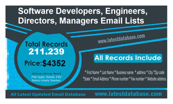 Software Developers, Engineers, Directors, Managers Business Email Databases