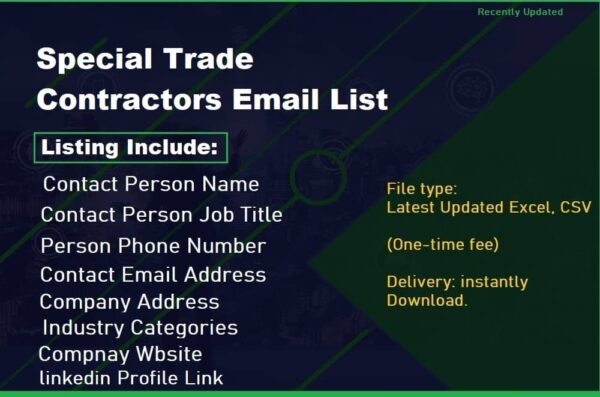 Special Trade Contractors Business Email Database